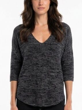 EXPRESS | Marled Grey V Neck Knit Sweater Sz M